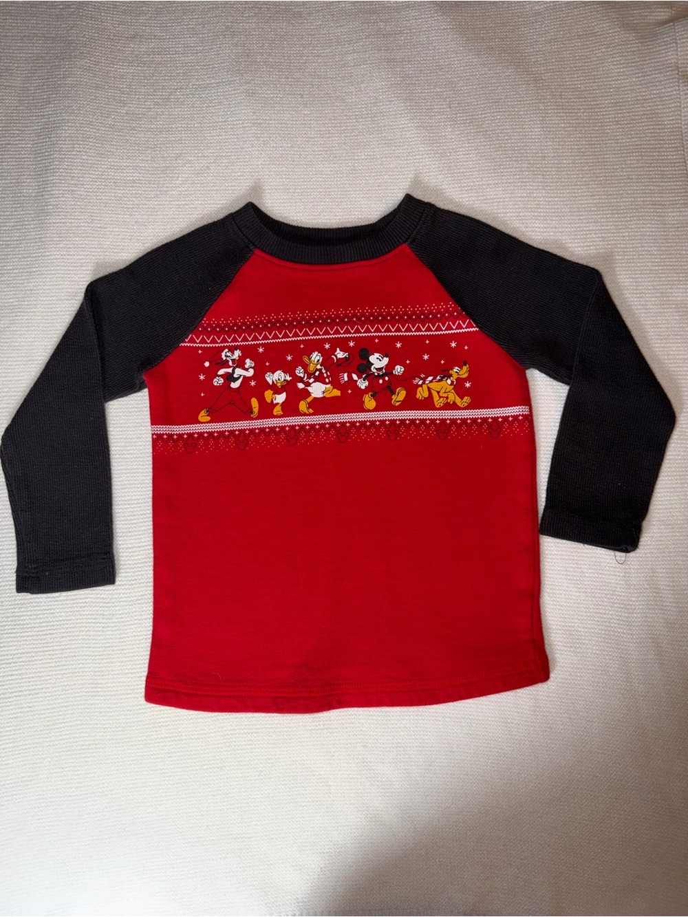 Disney Red & Black Long Sleeve Mickey Mouse Holiday Tee